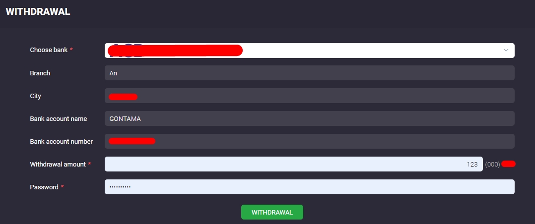 Link bank account before transaction to withdraw